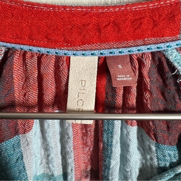 Anthropologie Pilcro Womens lot of 2 Plaid Flannel Ruffle Blouse Button Up Small - Picture 2 of 15